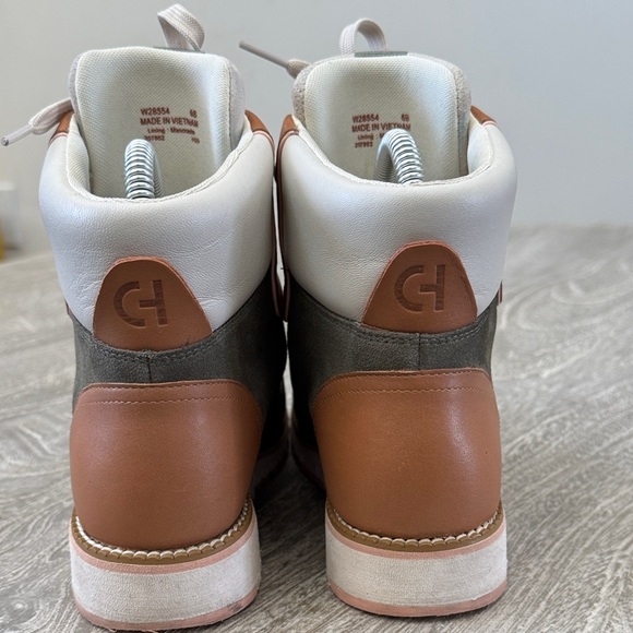 Cole Haan Gray and Brown Lace Up Boots - Picture 4 of 12